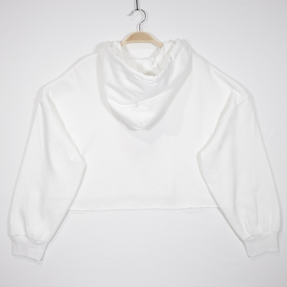 Levi's Women's Raw edge Hem Graphic Cropped Fleece Pullover Hoodie White Size M - Picture 4 of 9